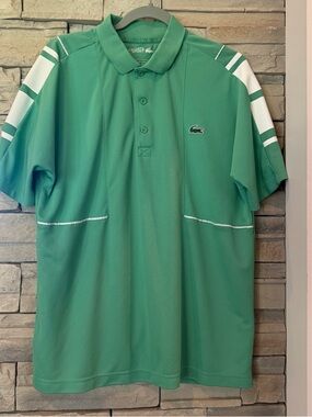 Lacoste Sport Polo Shirt Mens L Green Ultra Dry Short Sleeve Athletic Golf